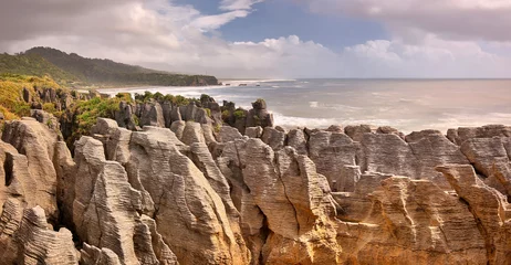 Fotobehang Pancake Rocks, Nieuw-Zeeland - langdurige blootstelling © Henner Damke