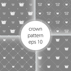 Crown vector icons set seamless  pattern art