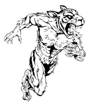 Tiger sports mascot running