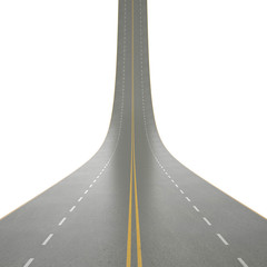 3d illustration of a curving, bending road.