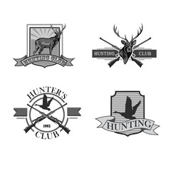 Vector set of vintage hunting emblems.