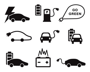Electric car icons vector set