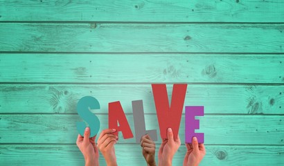 Composite image of hands holding up salve