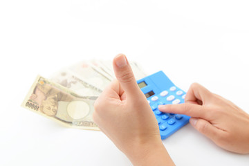 日本の紙幣と計算機