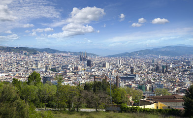 Spain. Barcelona. The top view on a city