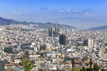 Fototapeta premium Spain. Barcelona. The top view on a city