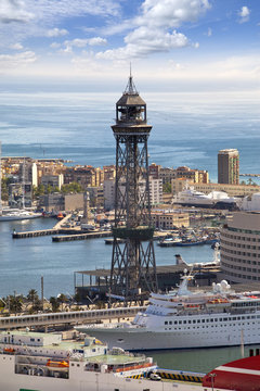 Spain. Barcelona. The top view on seaport.