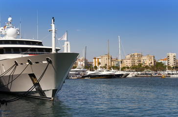 yachts in harbor of Barcelona