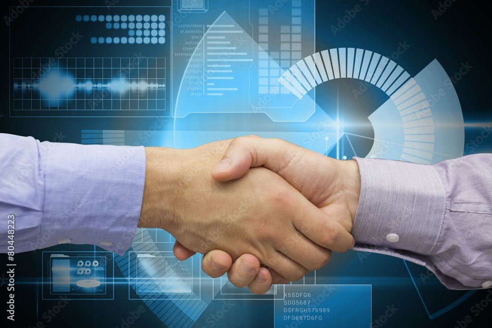 Aufkleber Composite image of hand shake in front of wires