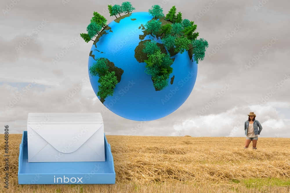 Poster Composite image of blue inbox