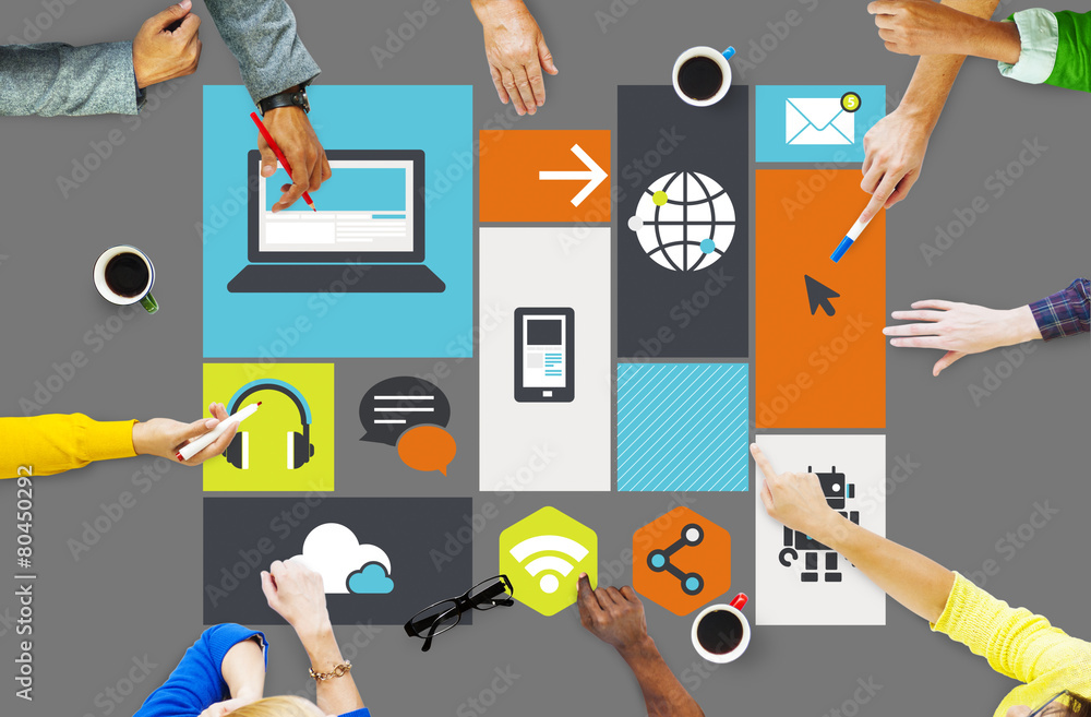 Poster computer cloud computing storage media digital concept