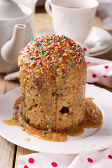 Traditional Easter bread - kulich with raisins and poppy seeds