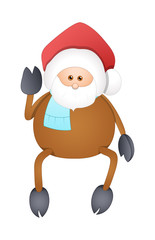 Funny Reindeer Santa Face Character
