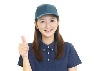 笑顔の女性労働者