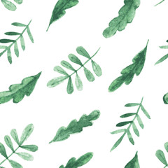 Watercolor seamless pattern with leaves.