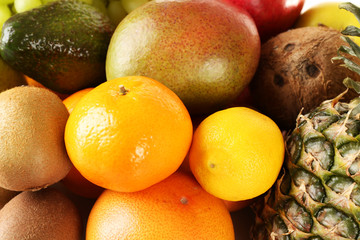 Assortment of exotic fruits close-up