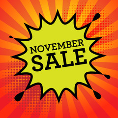 Comic explosion with text November Sale, vector