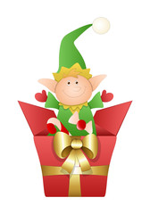 Cute Elf with Golden Ribbon Christmas Gift
