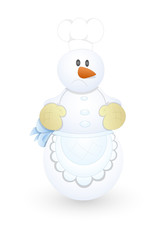 Sad Cartoon Chef Snowman Character