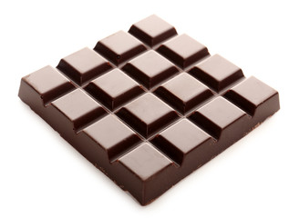 Black chocolate bar isolated on white