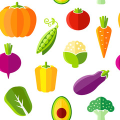 Seamless pattern with fresh organic vegetables