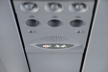 Fasten seat belt and no smoking signs in aircraft