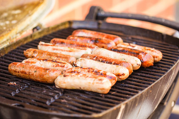 Barbecued beef and pork sausages