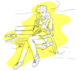 Girl Drinking  Coffee Or Tea