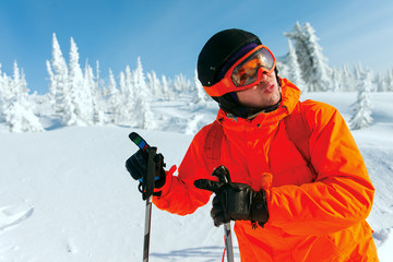 Fototapeta na wymiar portrait of a young man in winter environment