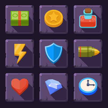 Game resources icons vector
