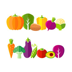 Organic farm vegetables illustration in flat style