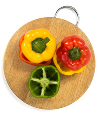 Paprika of different color on a board