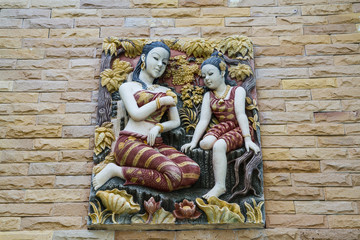 Thai ancient stone carving