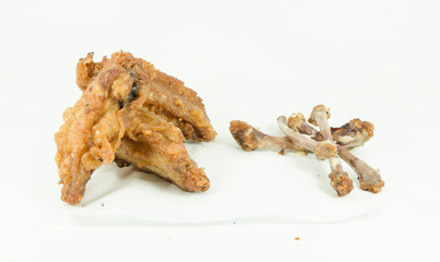 Fried chicken on white background