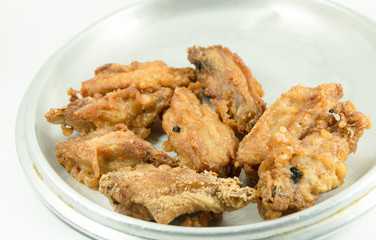 Fried chicken on white background