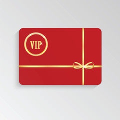 Gold VIP cards with shiny letters and ribbon