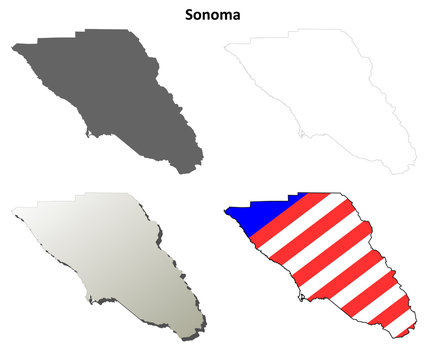 Sonoma County (California) Outline Map Set