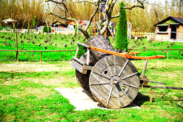 Old vintage professions theme park wicker basket