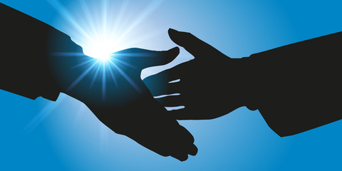 Poignée de main, symbole de l'alliance et le partenariat pour réaliser avec succès un projet commun