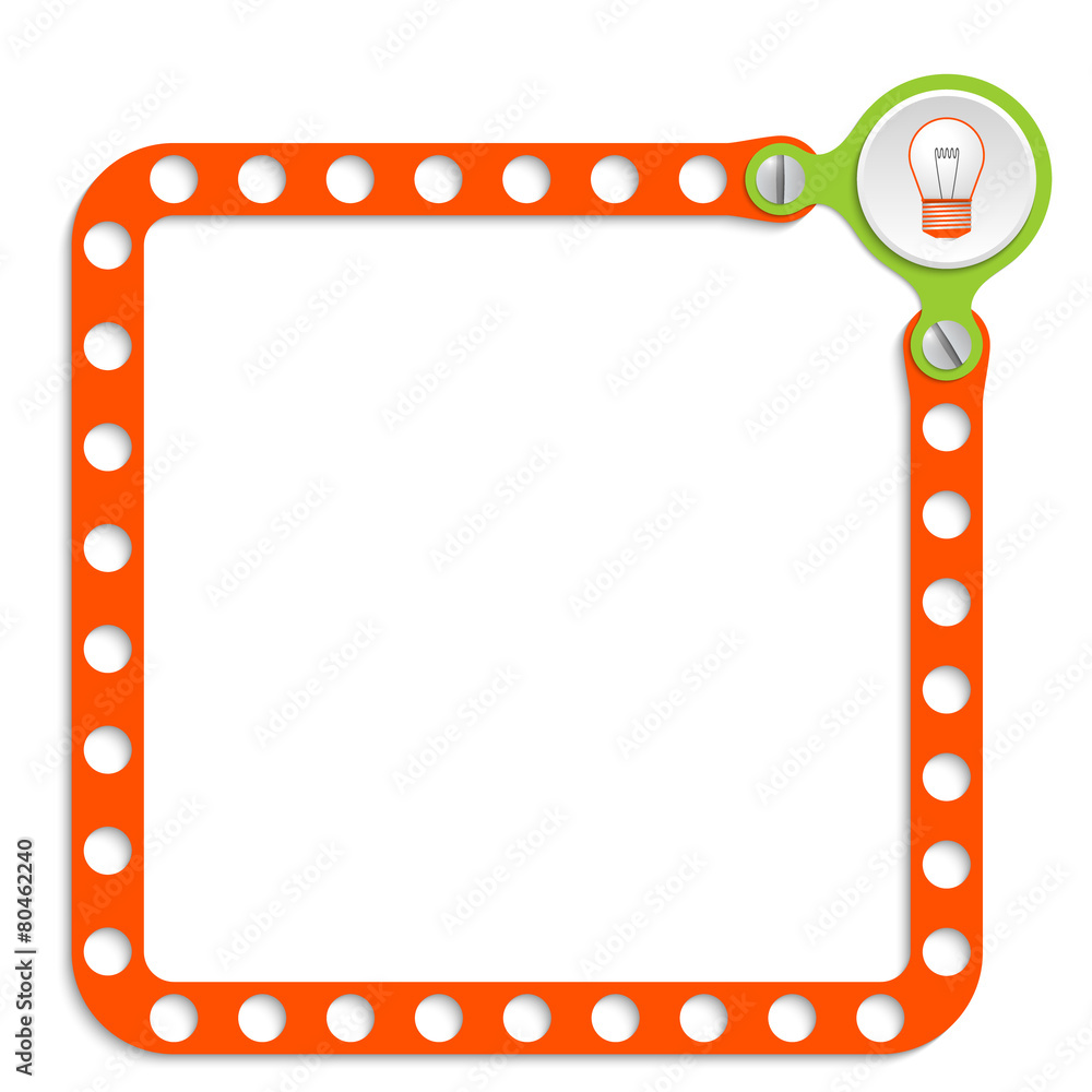 Poster red frame for any text with screws and bulb
