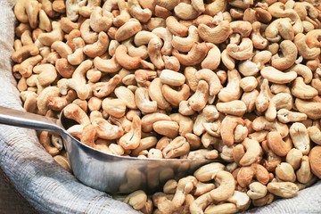 Cashew nuts on the market for sale