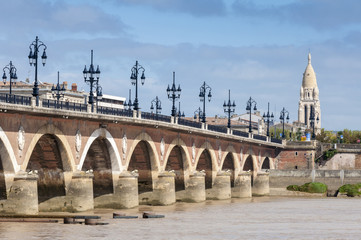 Pont De Pierre Bridge across Garonne River, Bordeaux