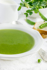 Obraz na płótnie Canvas fresh green pea soup