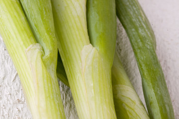 Fototapeta premium Bunch of fresh leeks or scallions