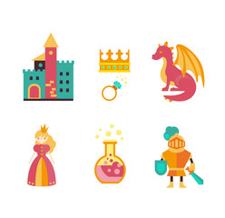 Collection of vector fairy tale elements, icons