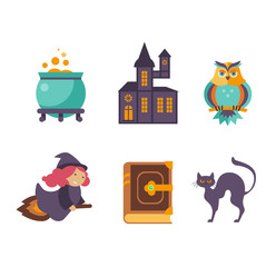 Collection of vector fairy tale elements, icons