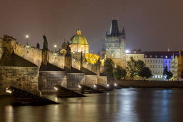 Fototapeta na wymiar Prague. Charles Bridge at night.