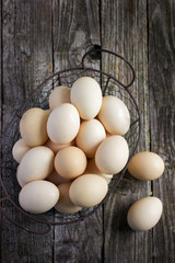 eggs in a metal basket