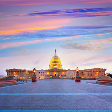 Capitol building Washington DC sunset US congress
