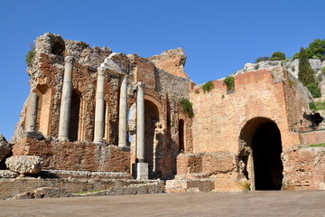Italie, Sicile, Taormina, Théâtre grec et romain